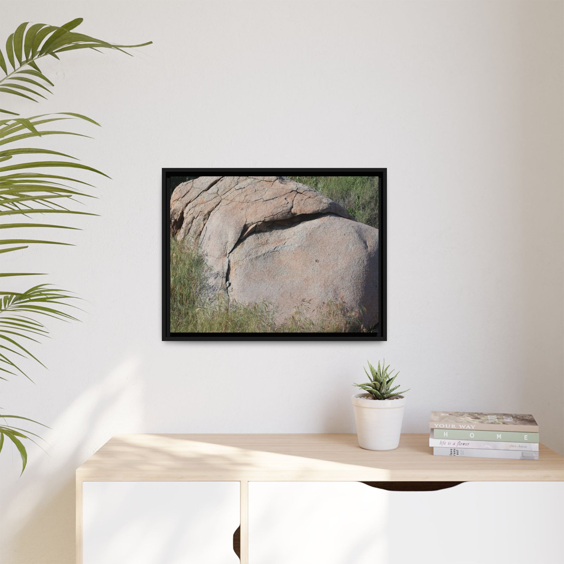 Stone Head Emerging from Earth - Unique Stretched Canvas Wall Art - Art By Earth