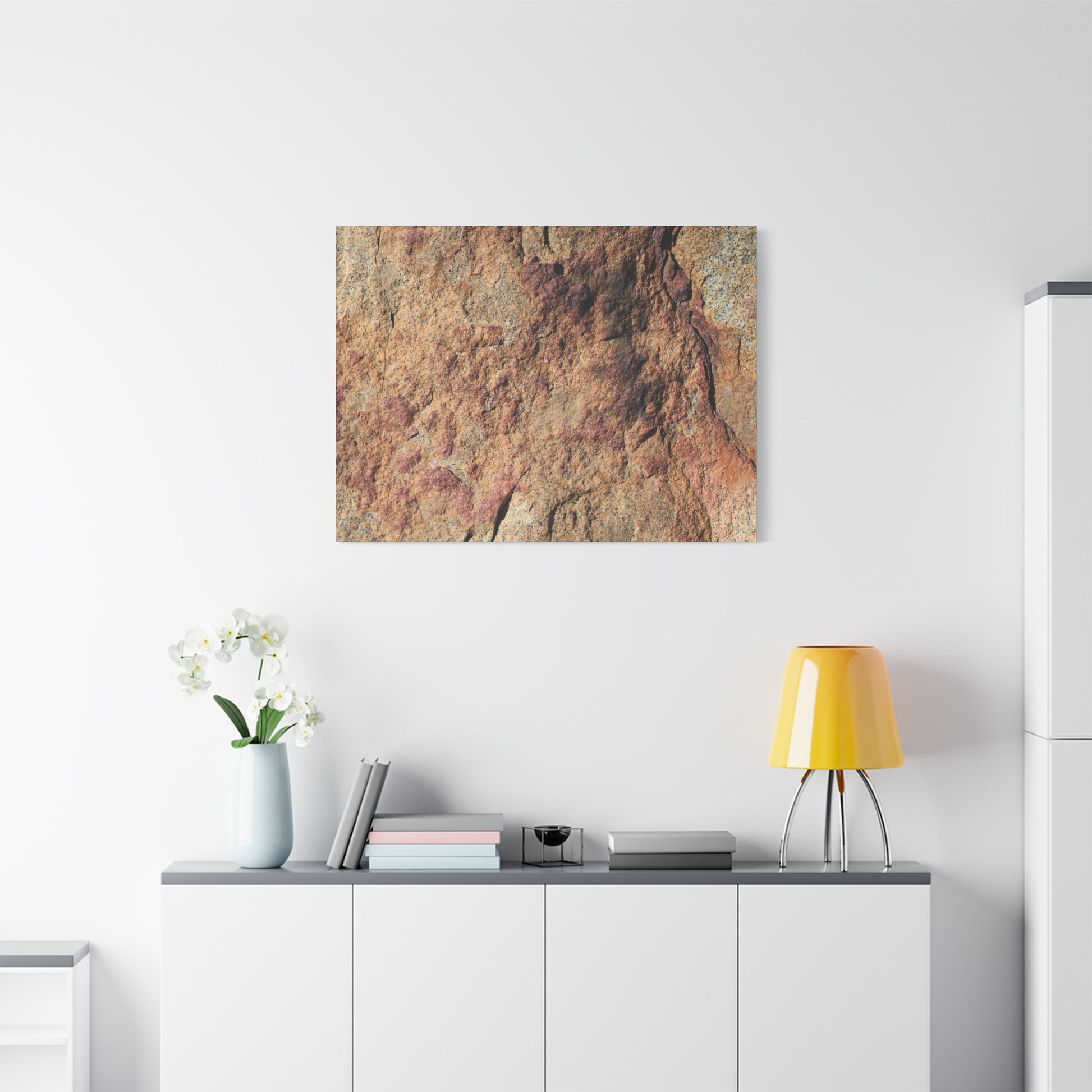 Lithic Veins of Ember - Unique Frameless Canvas Wall Art - Art By Earth