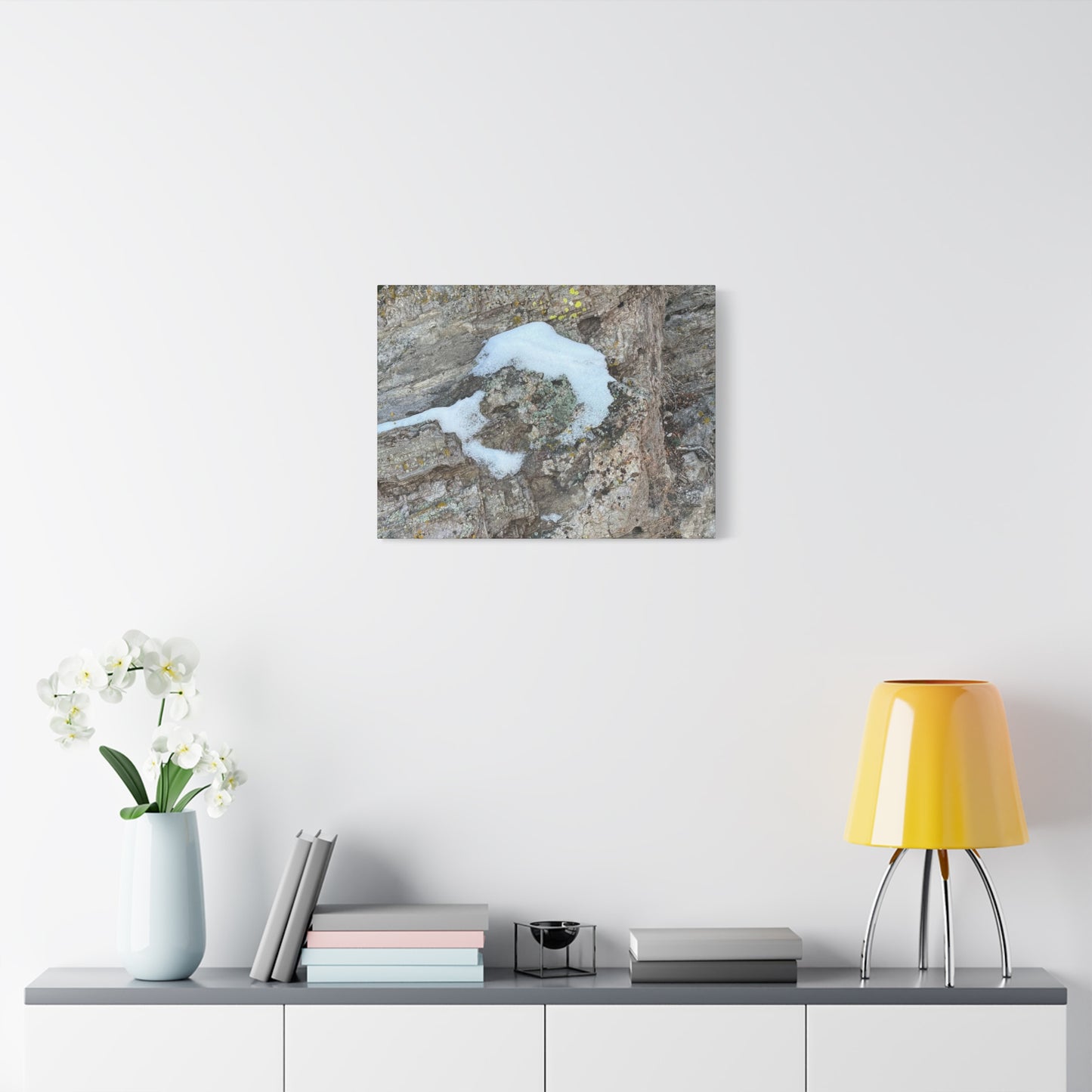 Snow on Stone - Unique Frameless Canvas Wall Art