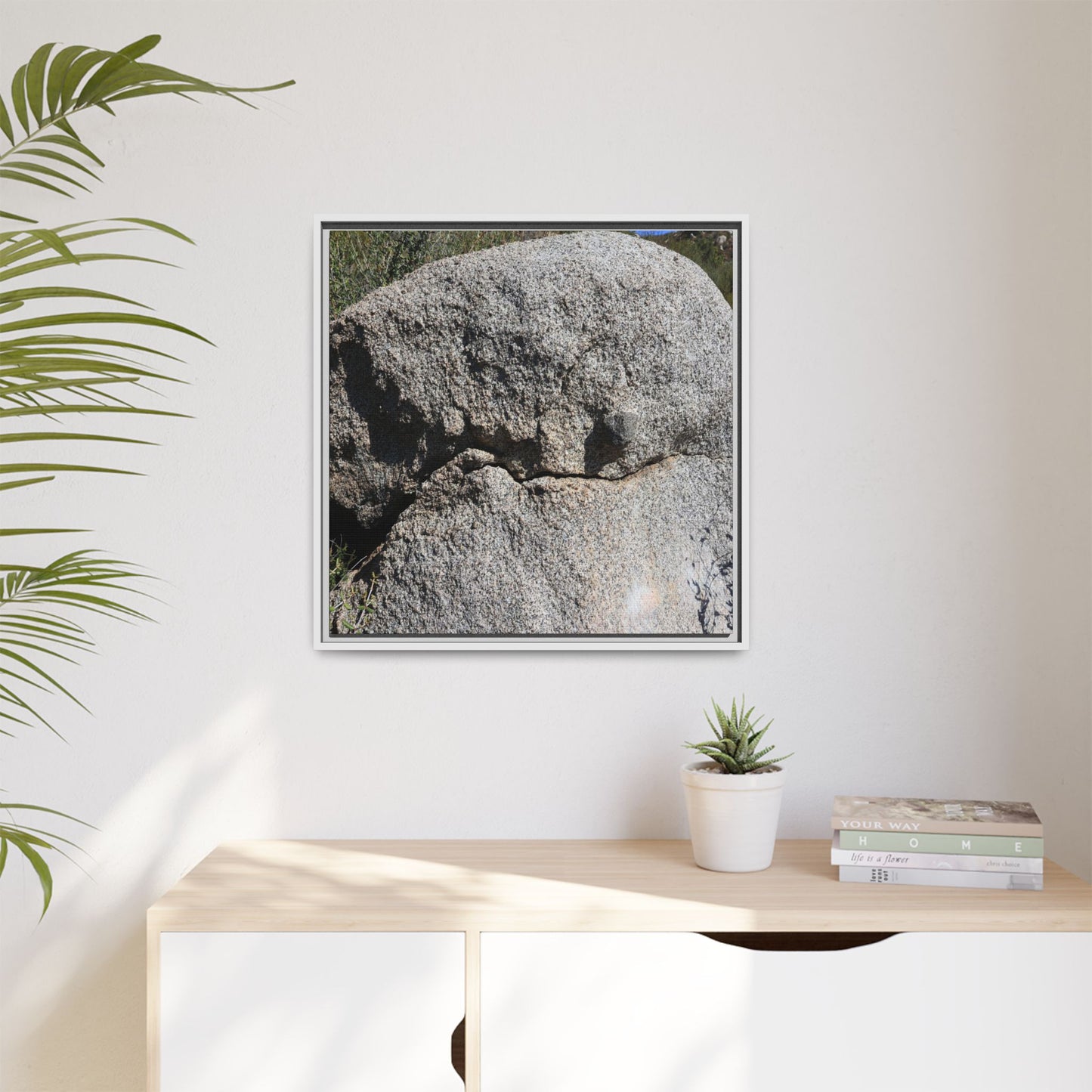 Stone Skull in Desert - Unique Stretched Canvas Wall Art