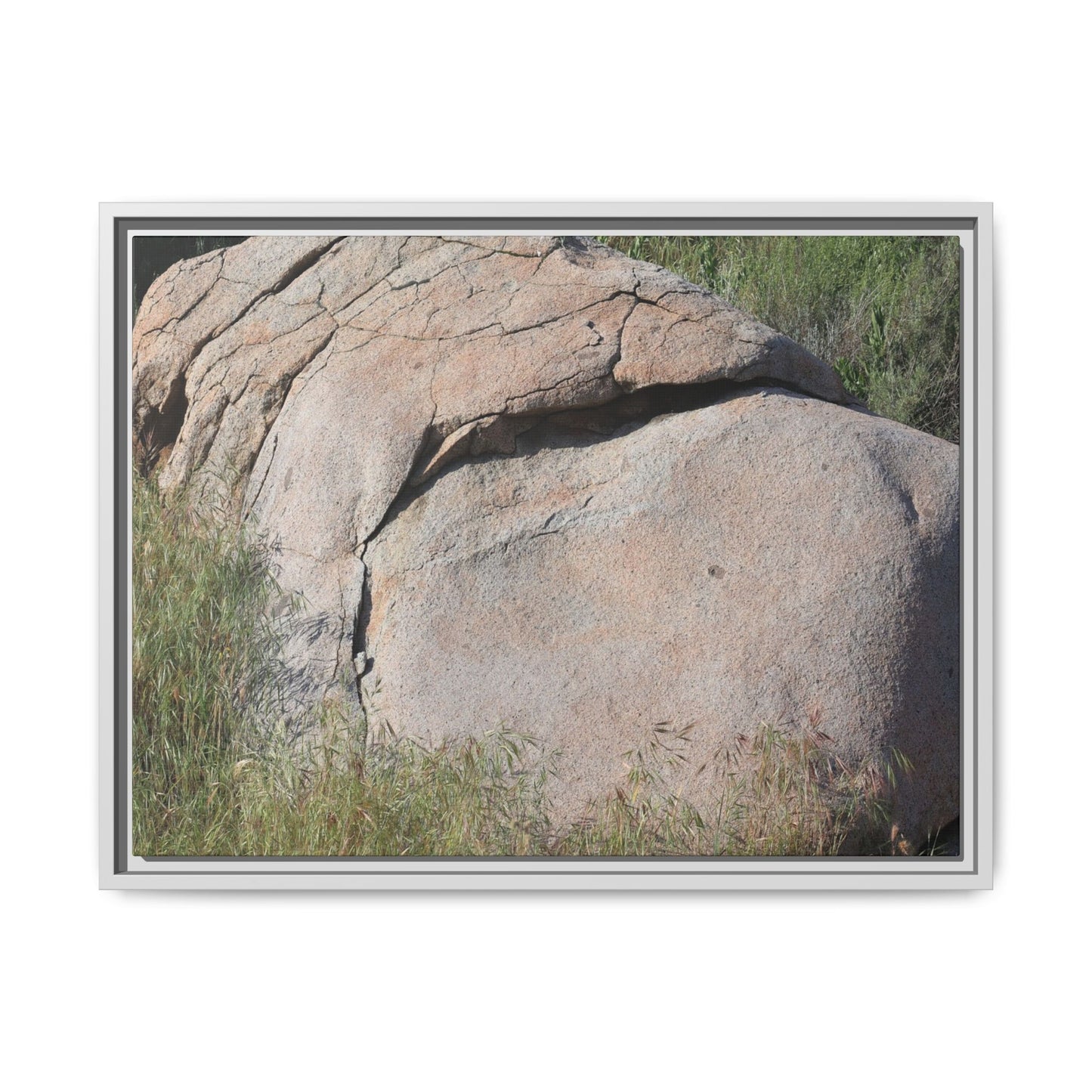 Stone Head Emerging from Earth - Unique Stretched Canvas Wall Art - Art By Earth