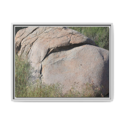 Stone Head Emerging from Earth - Unique Stretched Canvas Wall Art - Art By Earth