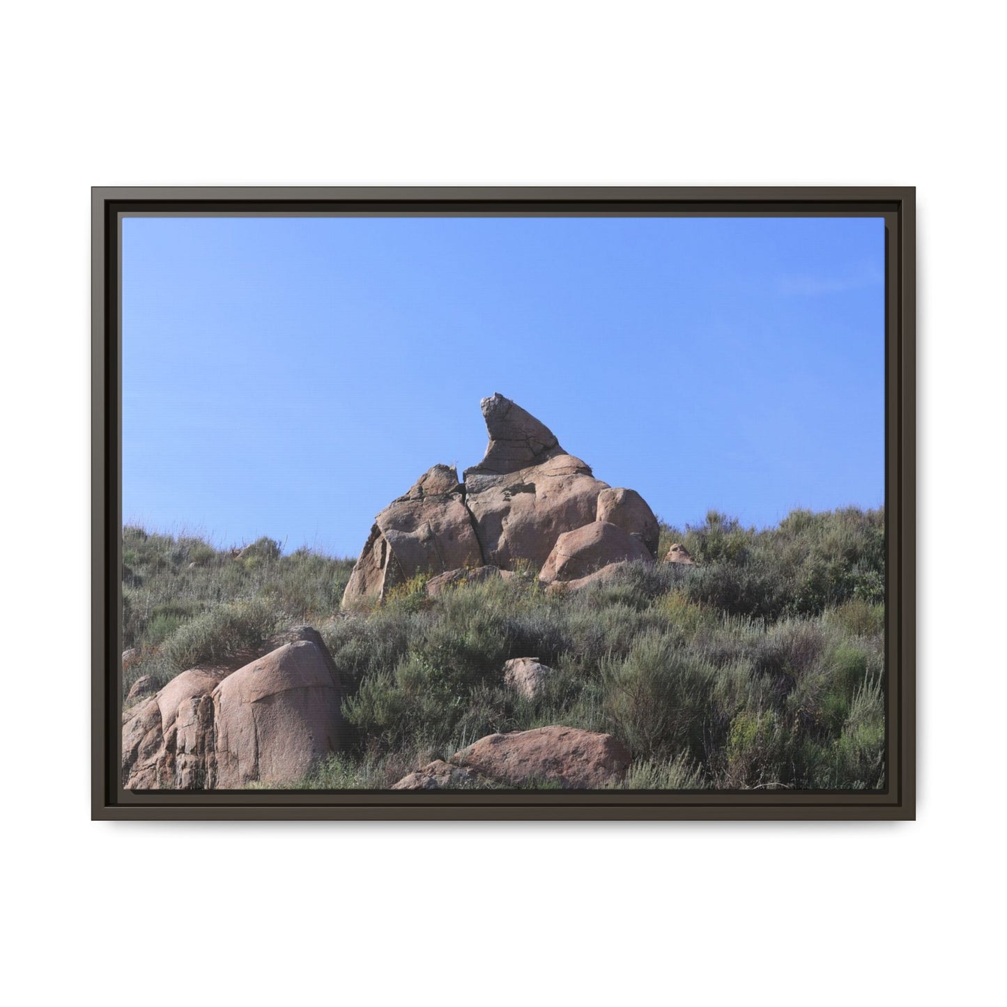 Sagebrush Landscape with Boulder Outcrop - Unique Stretched Canvas Wall Art - Art By Earth