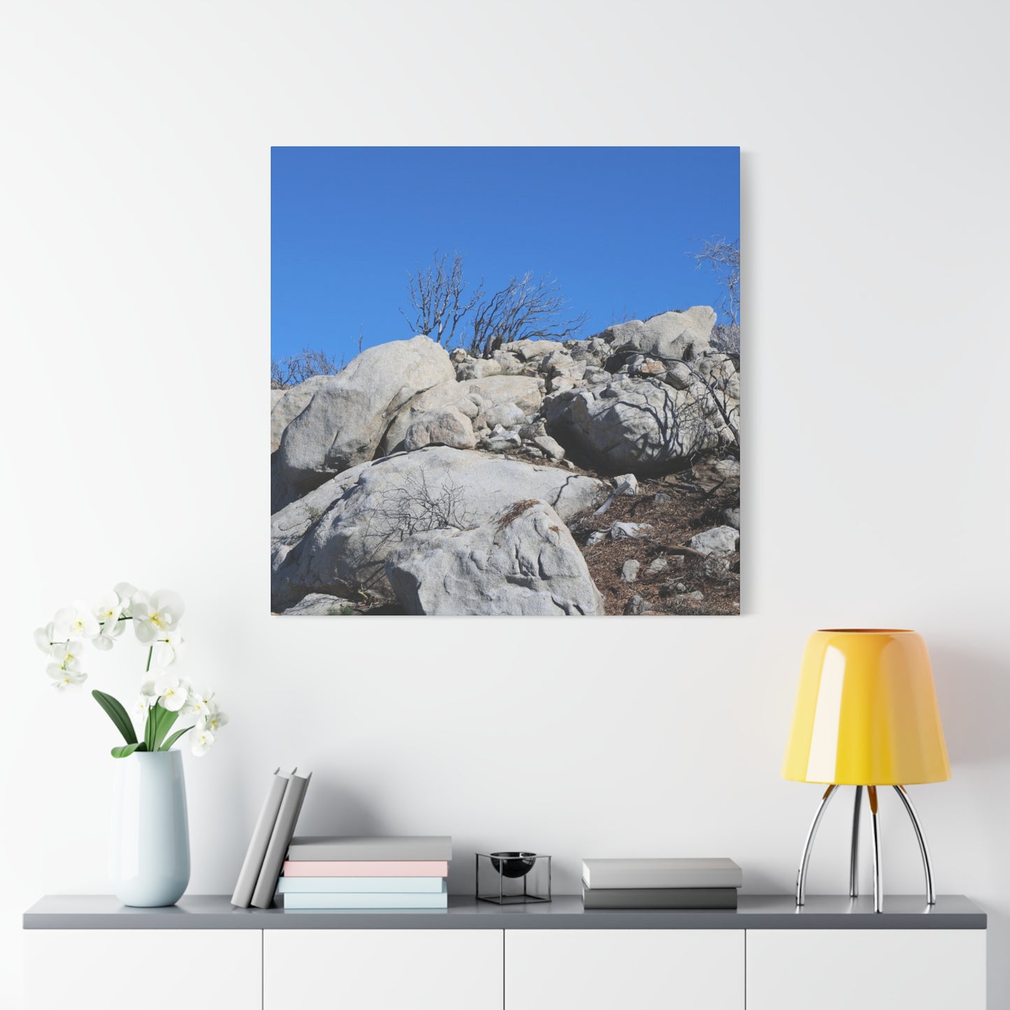 Desert Rocks Under Blue Sky - Unique Frameless Canvas Wall Art - Art By Earth