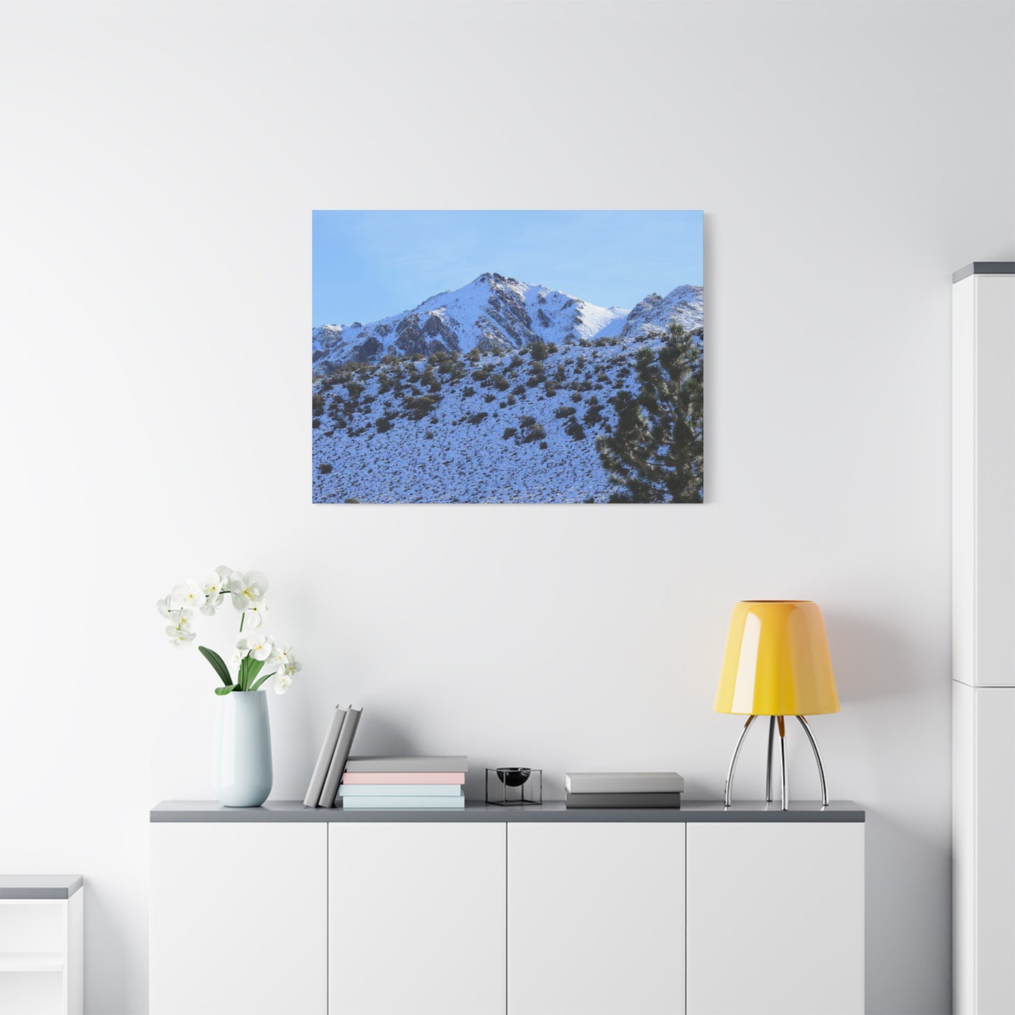 Snowy Peaks and Stoic Pines - Unique Frameless Canvas Wall Art