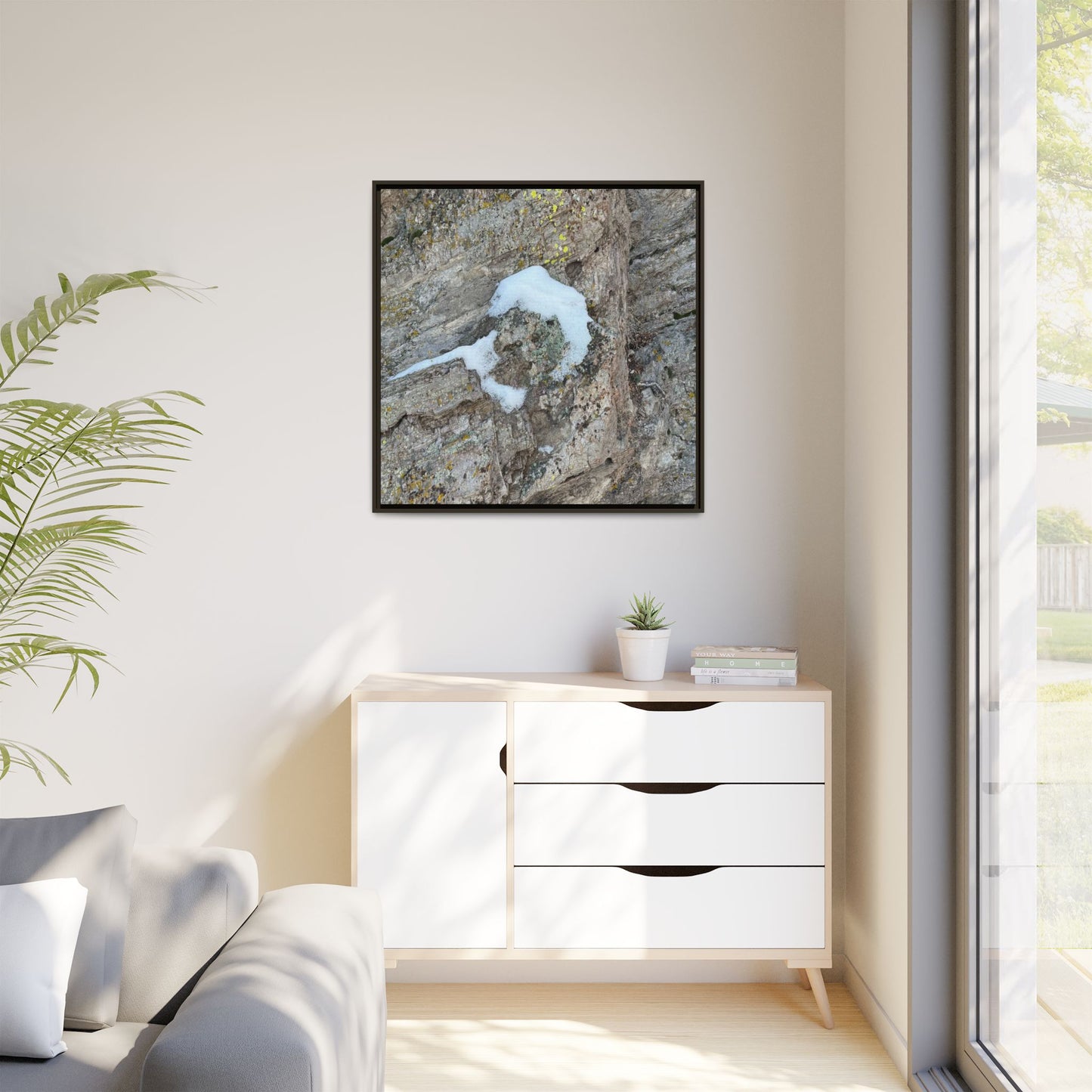 Lichen's Embrace - Unique Stretched Canvas Wall Art