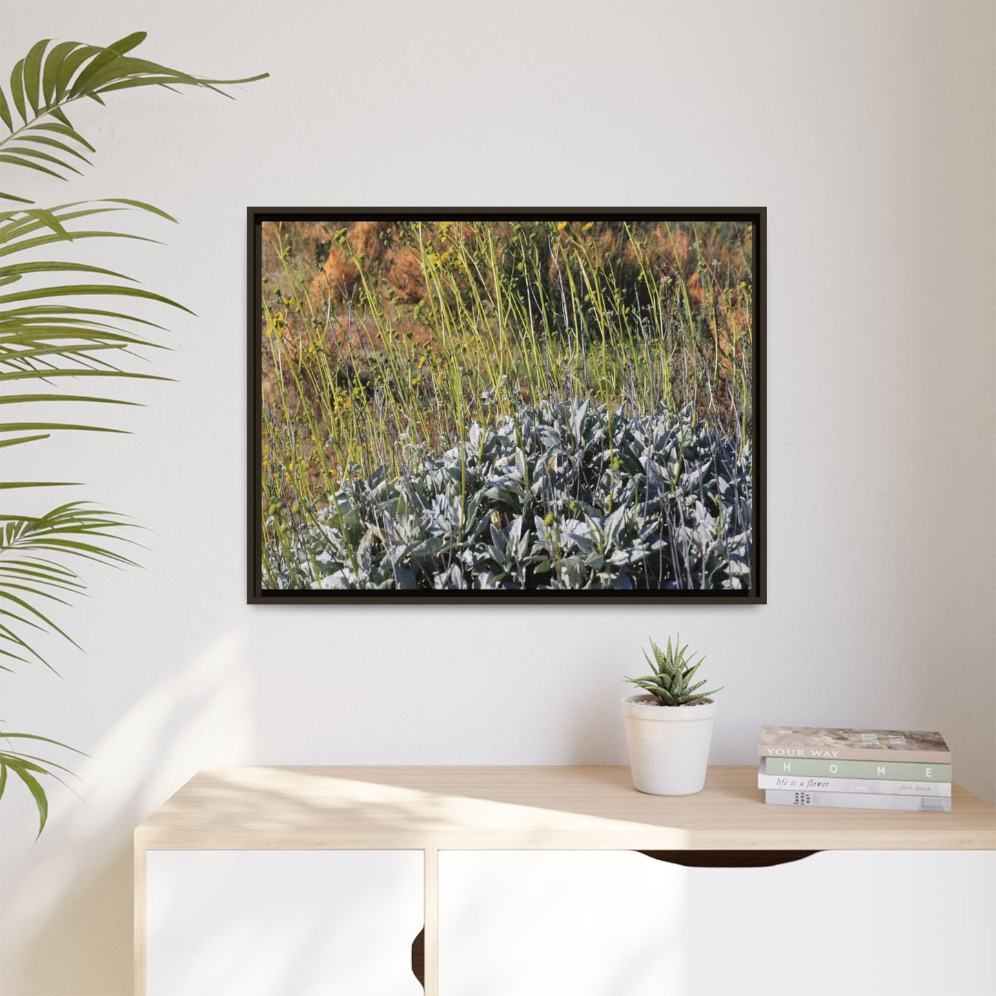 Arid Landscape with Yellow Flowers - Unique Stretched Canvas Wall Art - Art By Earth