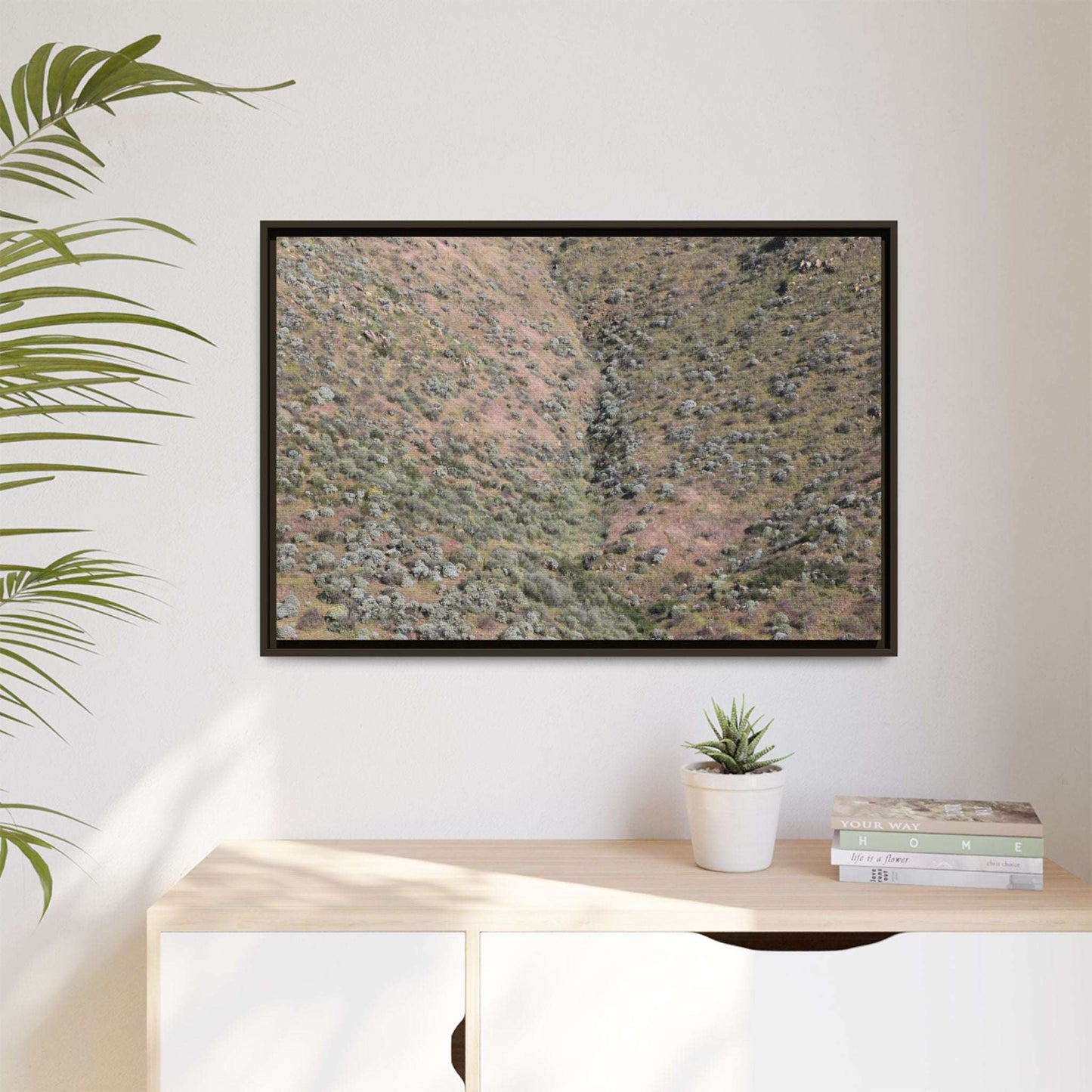 Mountain Slope with Desert Vegetation - Unique Stretched Canvas Wall Art - Art By Earth