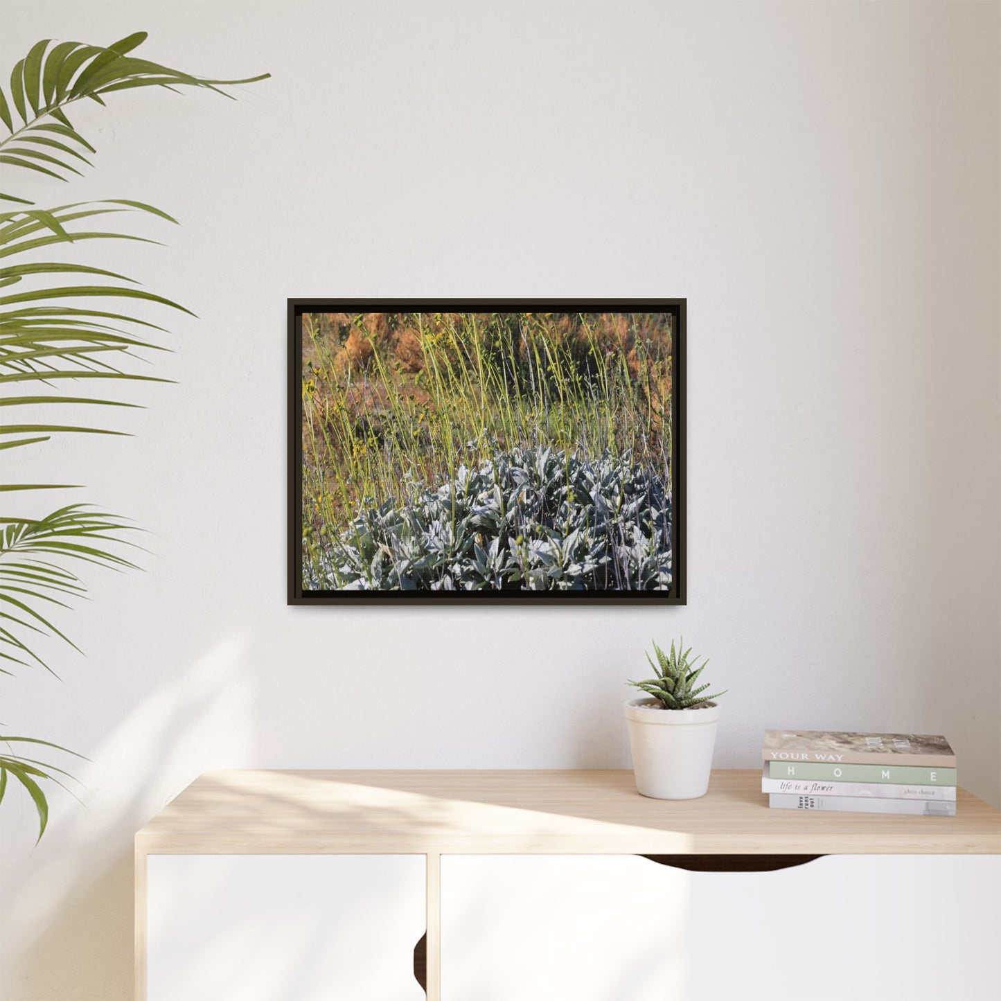 Arid Landscape with Yellow Flowers - Unique Stretched Canvas Wall Art - Art By Earth