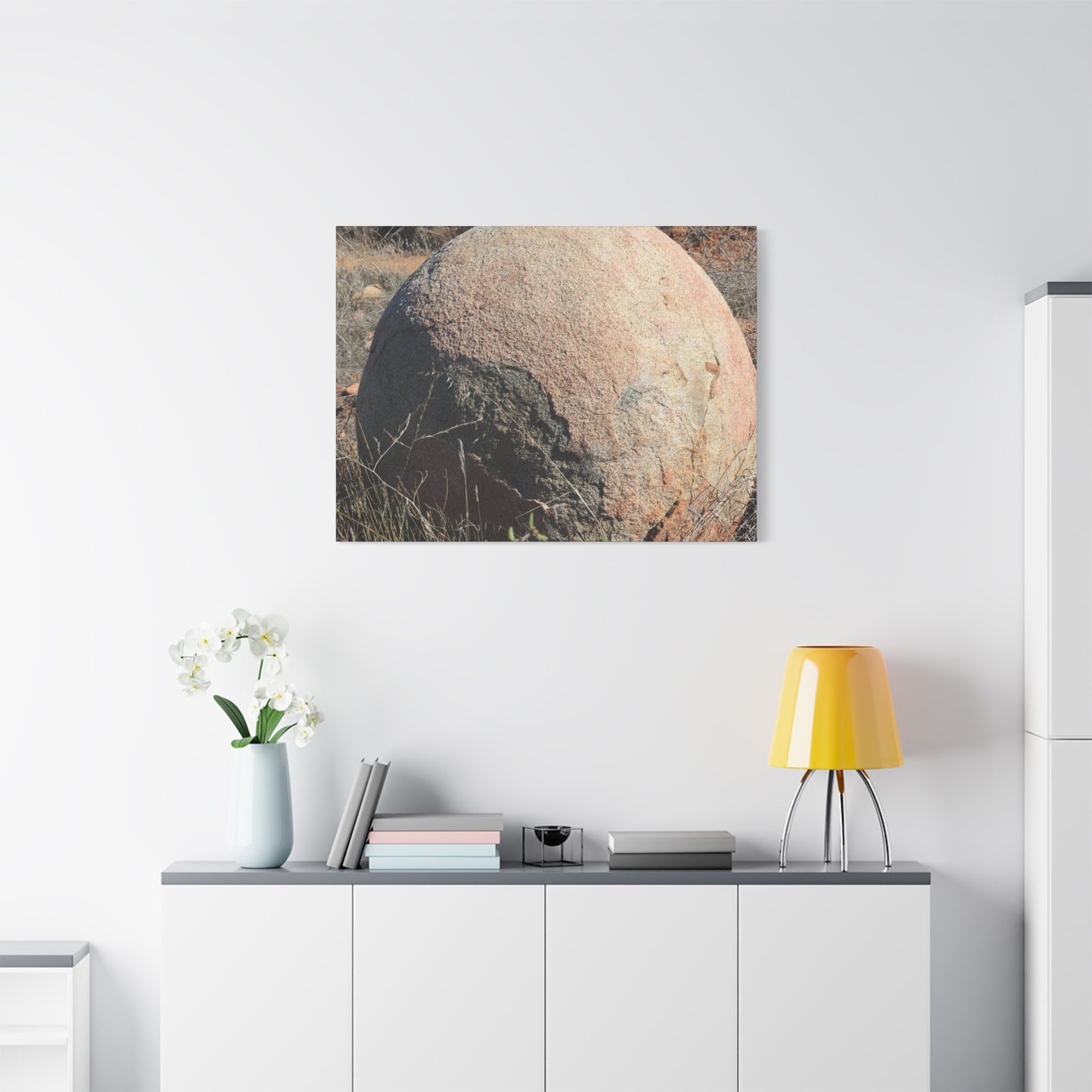 Spherical Stone at Rest - Unique Stretched Canvas Wall Art - Art By Earth