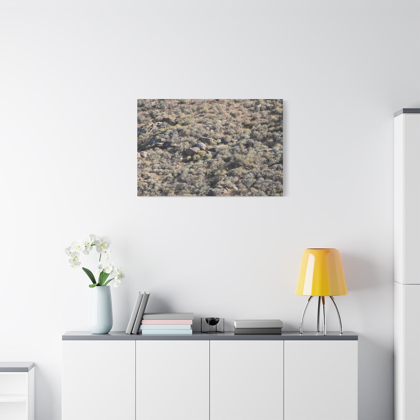 Desert Landscape with Scattered Rocks and Sage - Unique Frameless Canvas Wall Art - Art By Earth