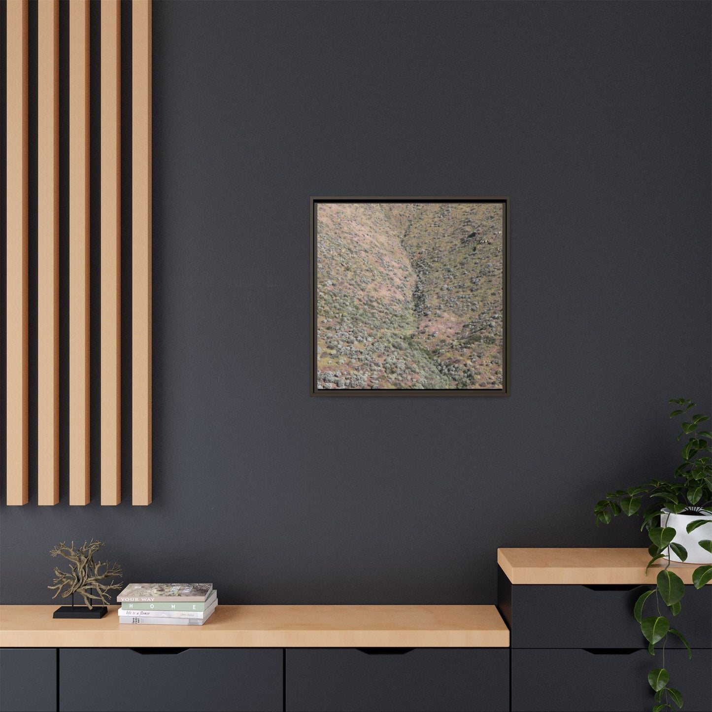 Mountain Slope with Desert Vegetation - Unique Stretched Canvas Wall Art - Art By Earth