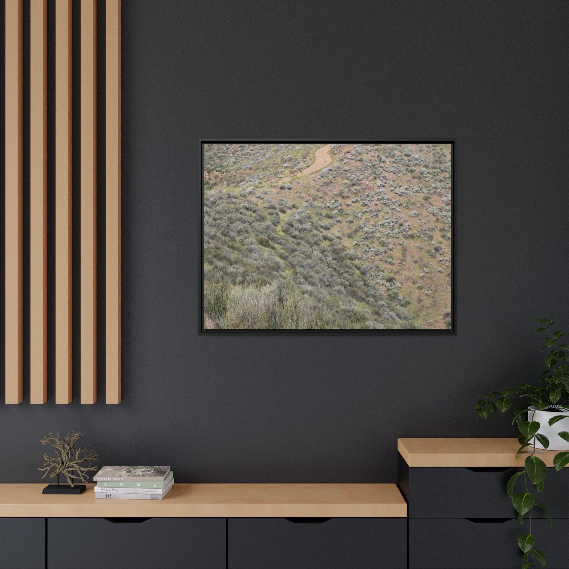 Arid Landscape with Winding Path - Unique Stretched Canvas Wall Art - Art By Earth