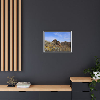 Golden Flowers in Arid Landscape - Unique Stretched Canvas Wall Art - Art By Earth
