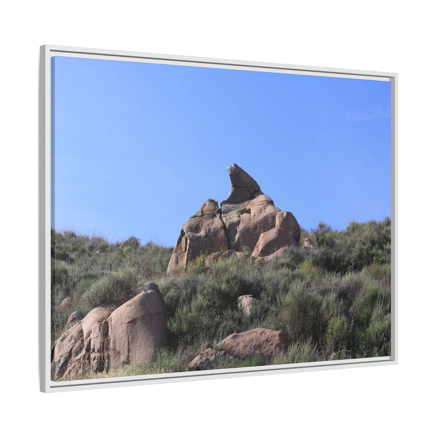 Sagebrush Landscape with Boulder Outcrop - Unique Stretched Canvas Wall Art - Art By Earth