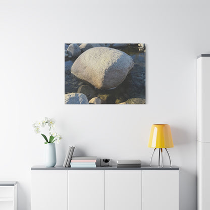 Boulder in Stream - Unique Frameless Canvas Wall Art - Art By Earth