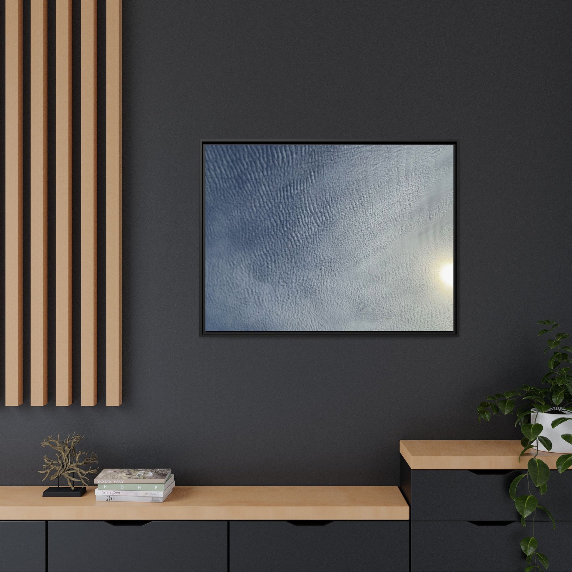 Undulating Whispers of Cerulean Stillness - Unique Stretched Canvas Wall Art - Art By Earth