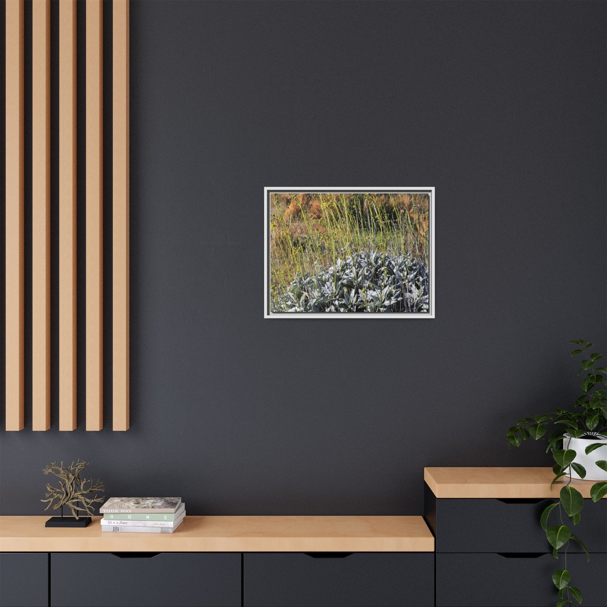 Arid Landscape with Yellow Flowers - Unique Stretched Canvas Wall Art - Art By Earth