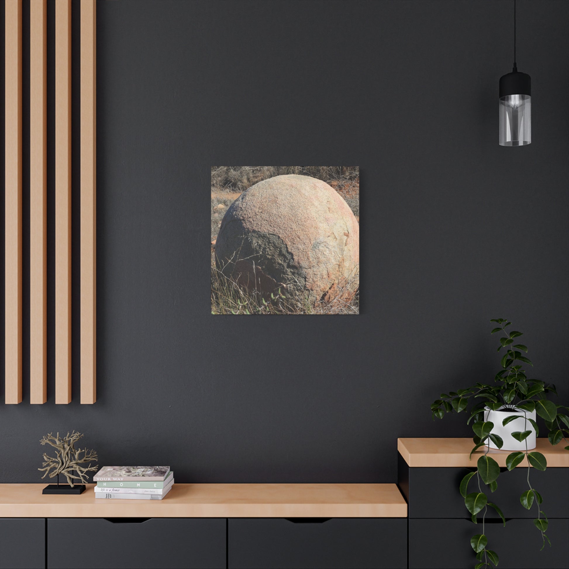 Spherical Stone at Rest - Unique Stretched Canvas Wall Art - Art By Earth