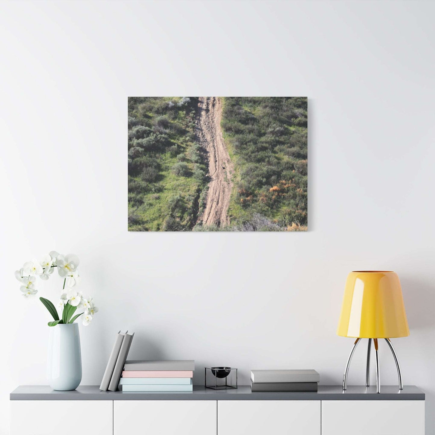 Straight Road Cutting Through Wilderness - Unique Frameless Canvas Wall Art - Art By Earth
