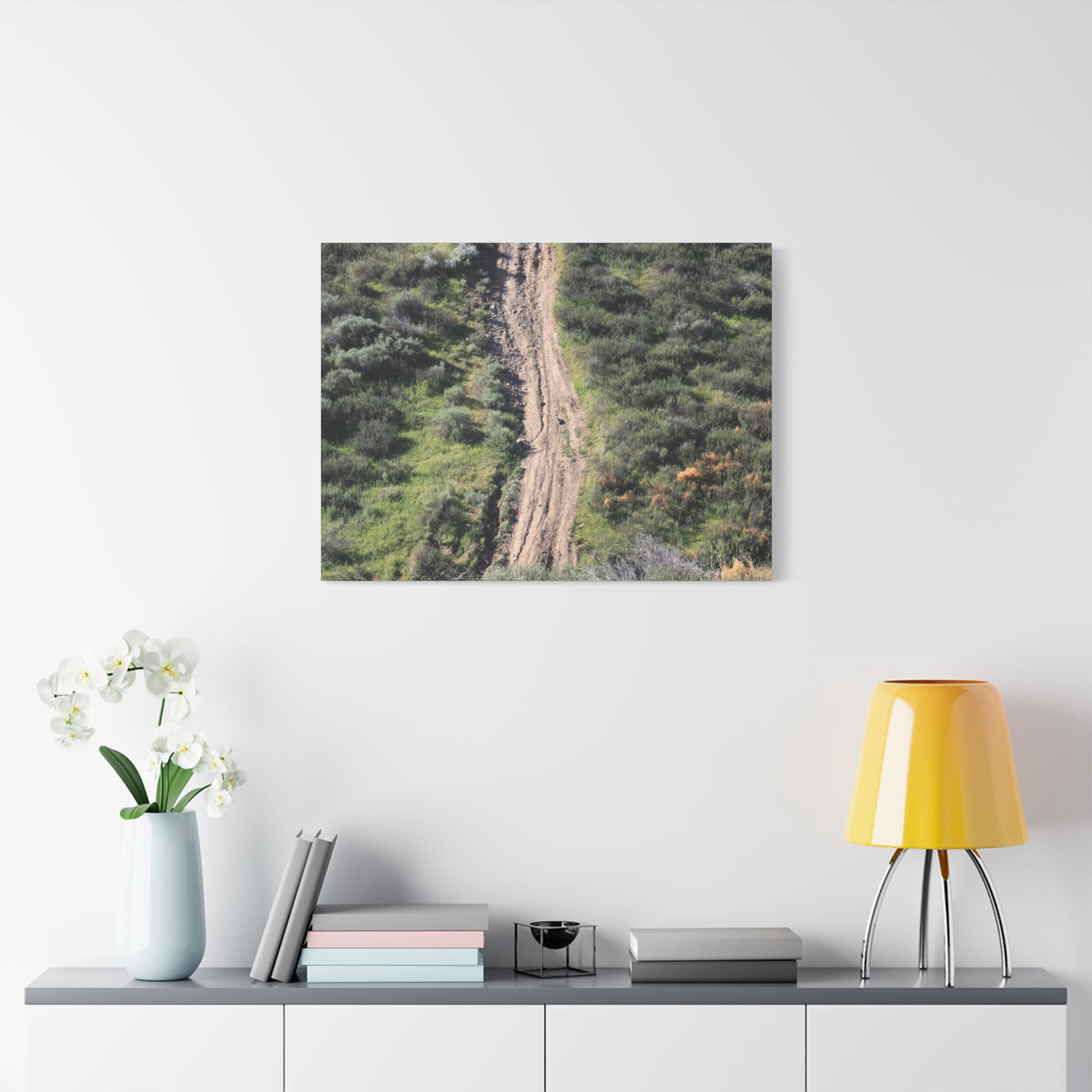 Straight Road Cutting Through Wilderness - Unique Frameless Canvas Wall Art - Art By Earth