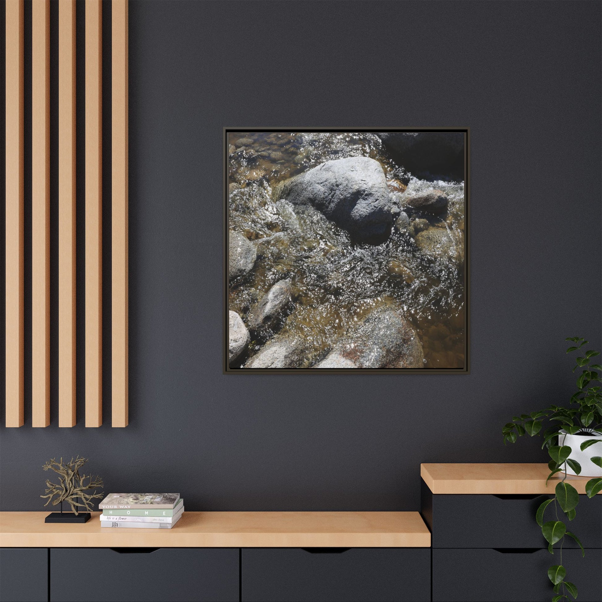 Water's Dance Over Stone - Unique Stretched Canvas Wall Art - Art By Earth