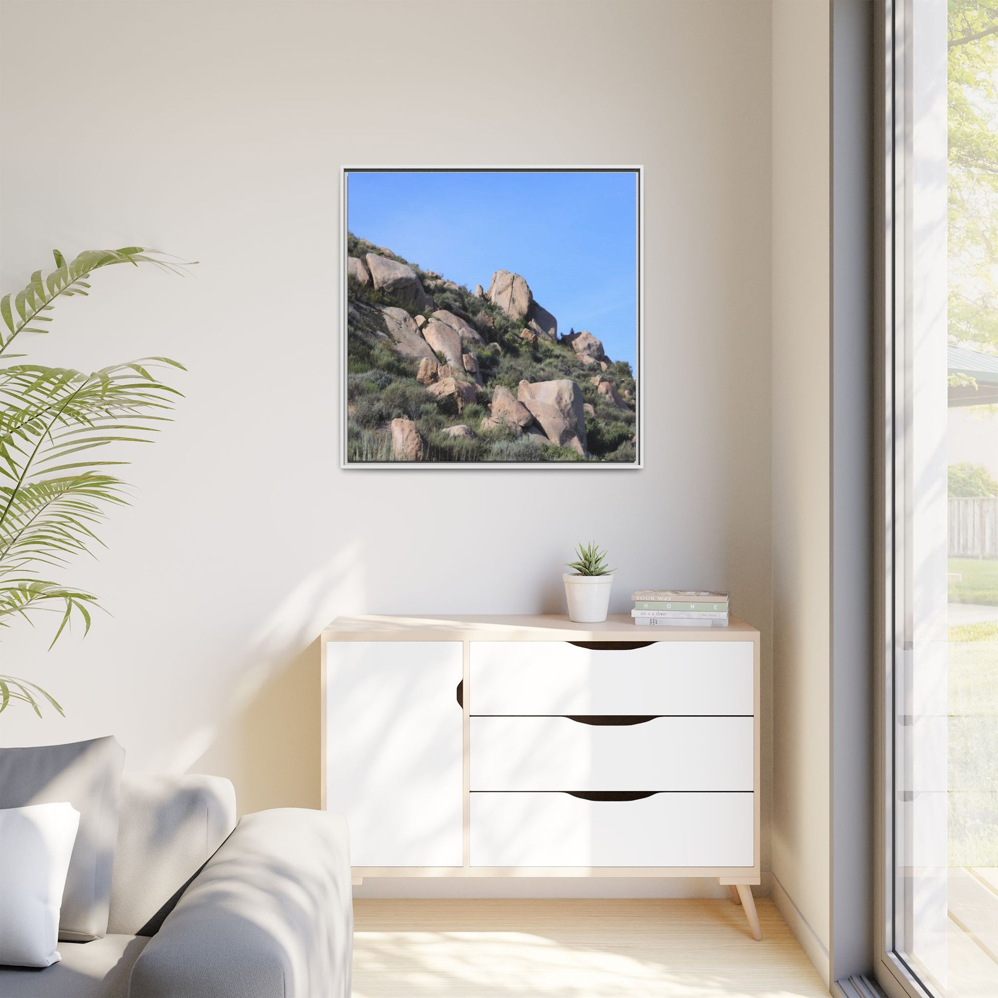 Ancient Boulders in Arid Landscape - Unique Stretched Canvas Wall Art - Art By Earth