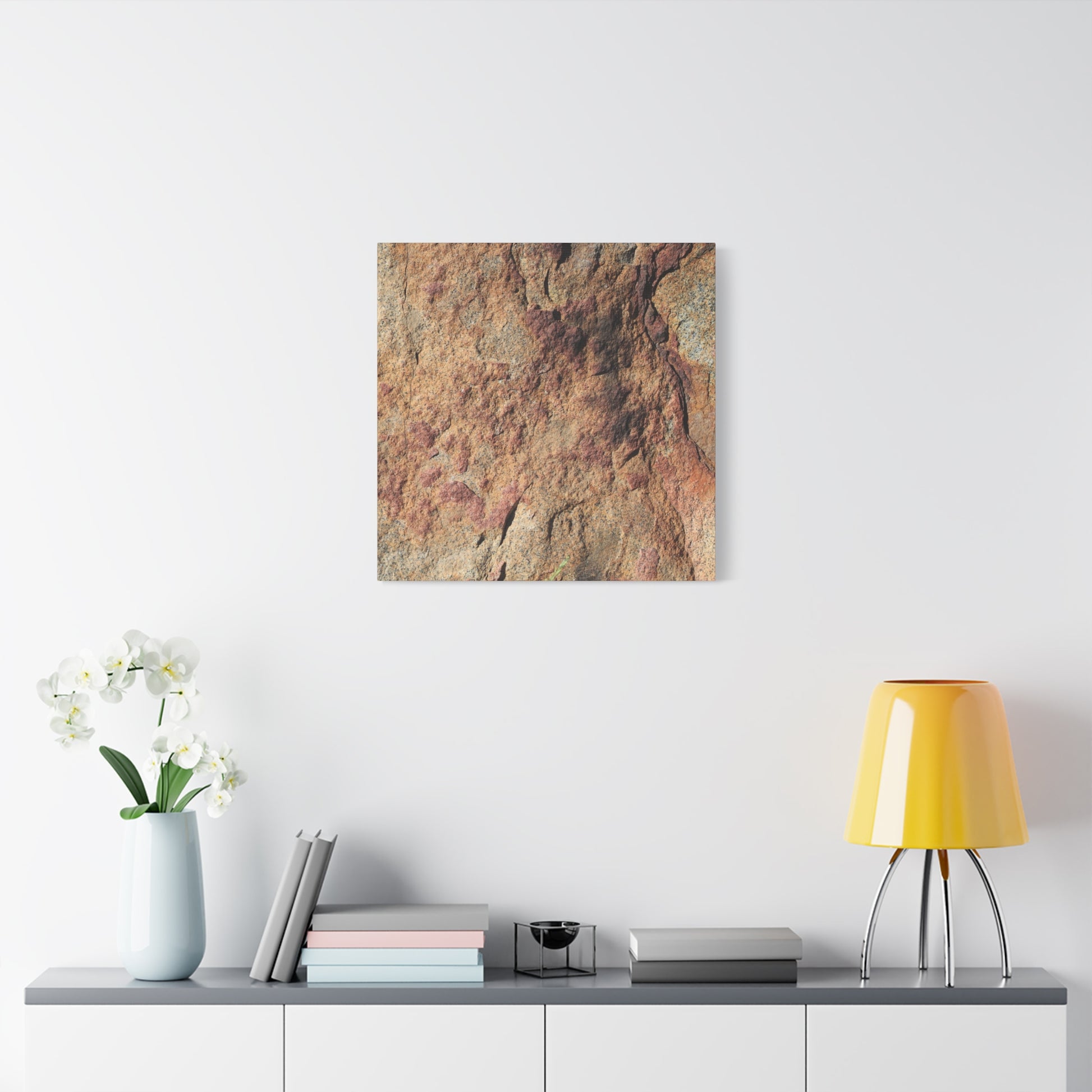 Lithic Veins of Ember - Unique Frameless Canvas Wall Art - Art By Earth