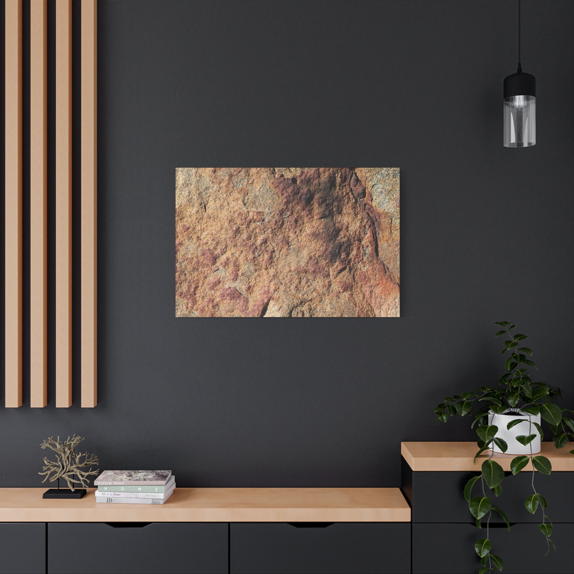 Lithic Veins of Ember - Unique Frameless Canvas Wall Art - Art By Earth