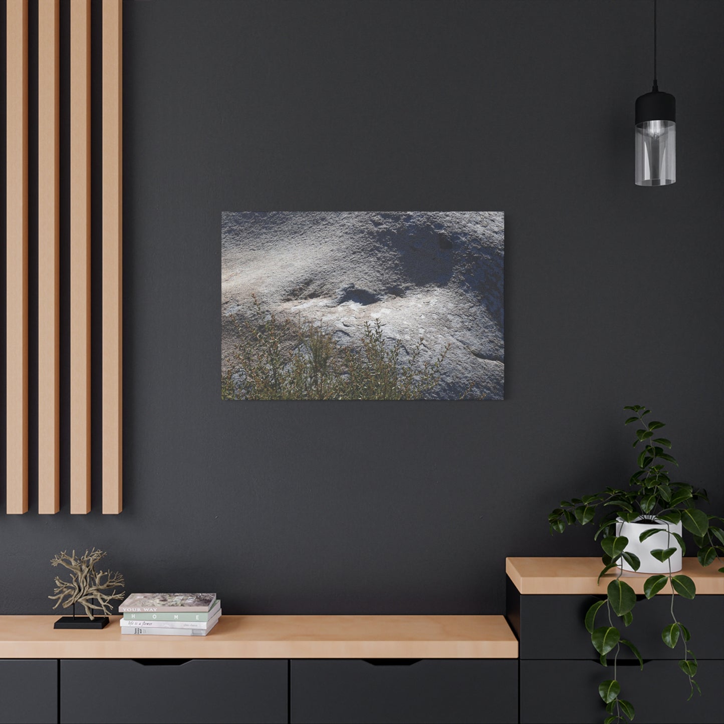 Stone Face in Nature - Unique Frameless Canvas Wall Art
