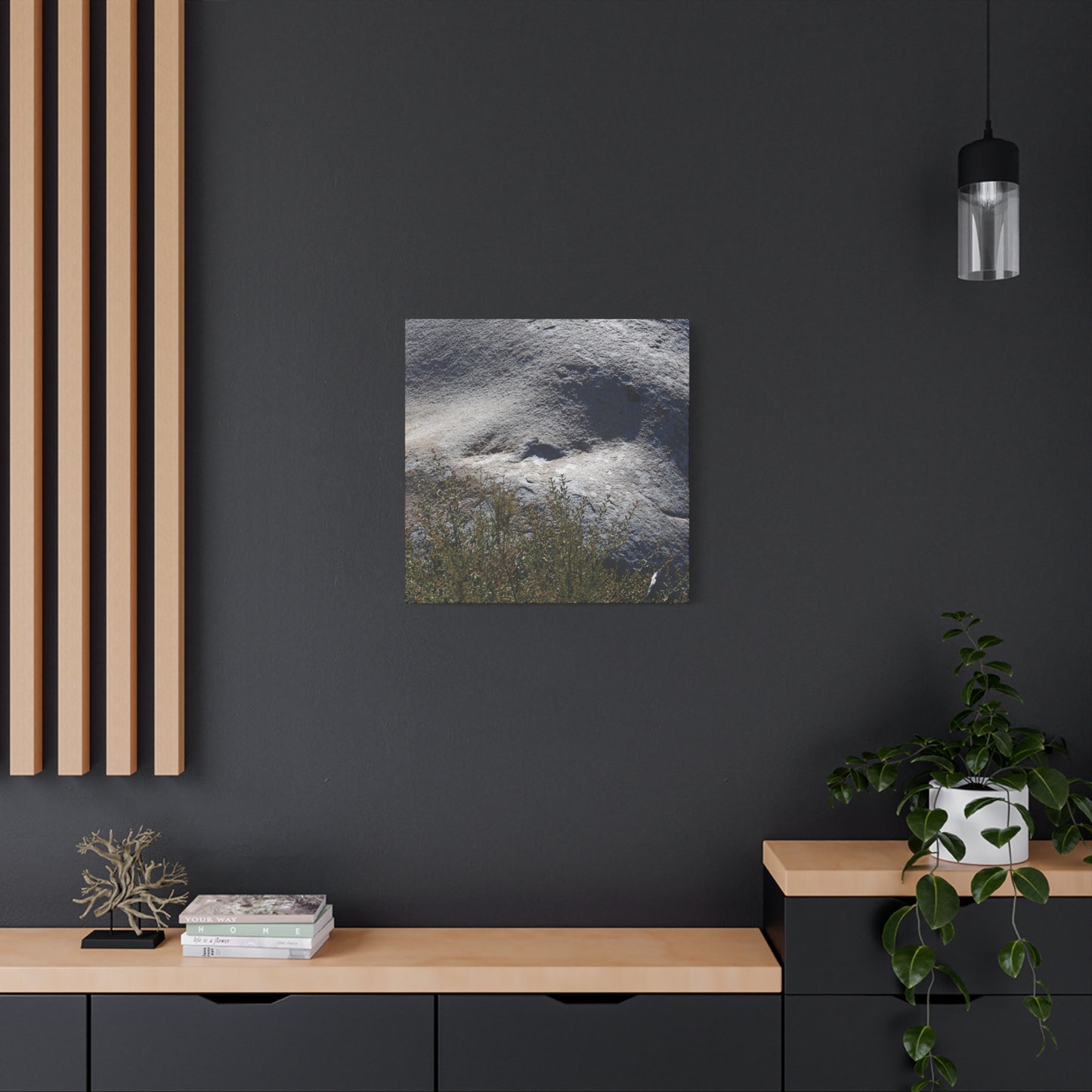 Stone Face in Nature - Unique Frameless Canvas Wall Art