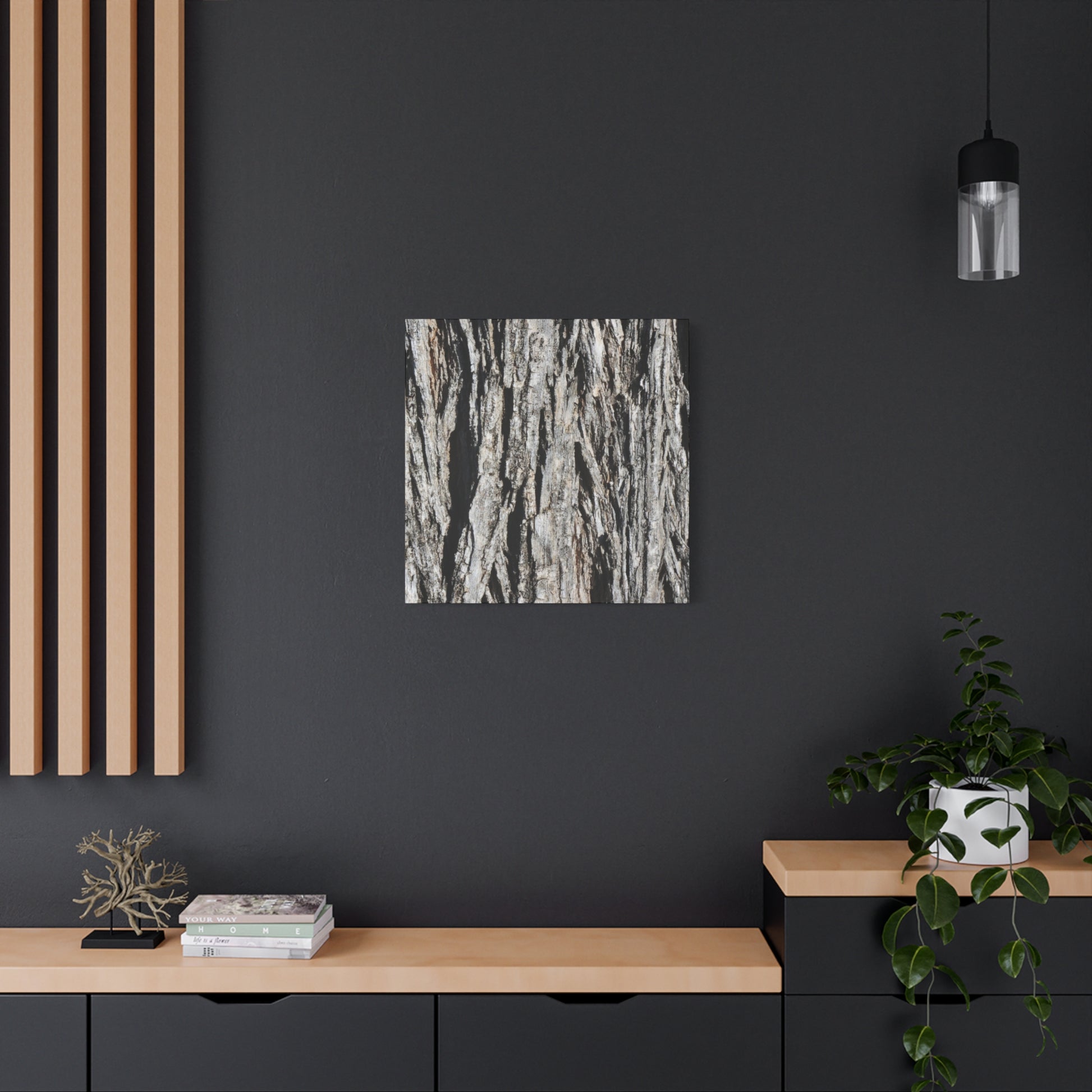 Bark Layers in Monochrome - Unique Frameless Canvas Wall Art - Art By Earth