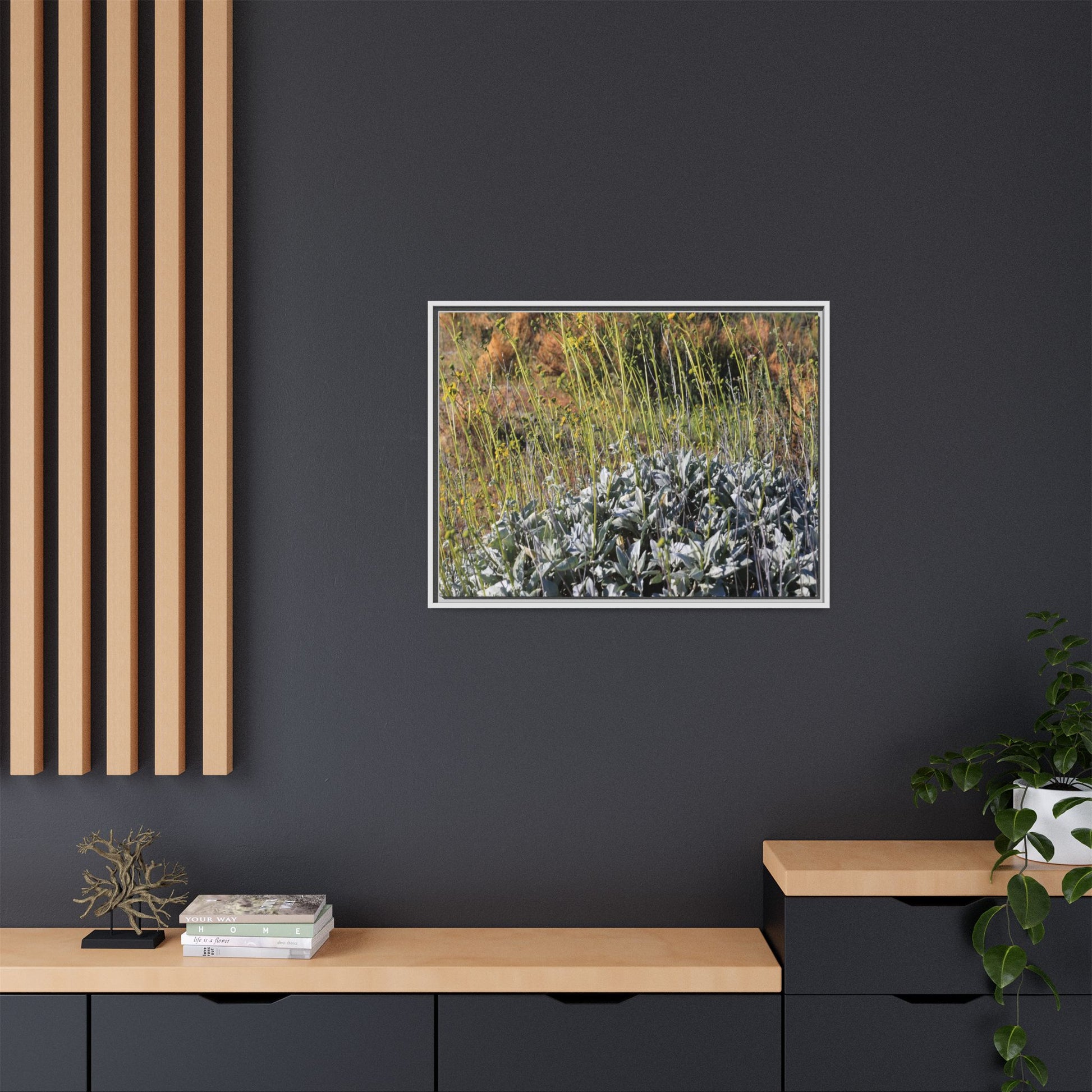 Arid Landscape with Yellow Flowers - Unique Stretched Canvas Wall Art - Art By Earth