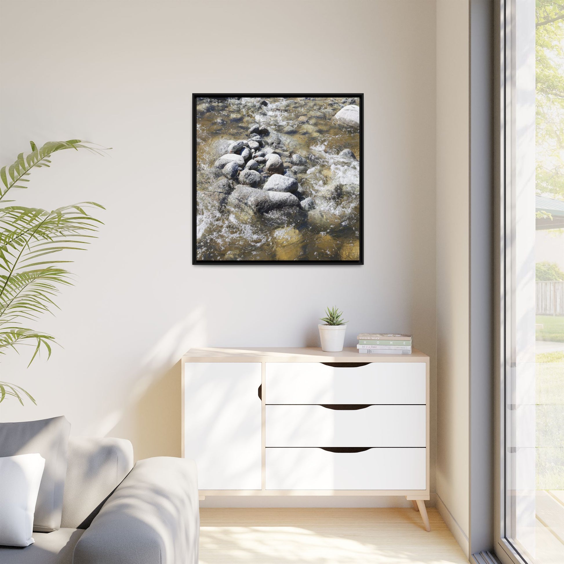 Mountain Stream Flow - Unique Stretched Canvas Wall Art - Art By Earth