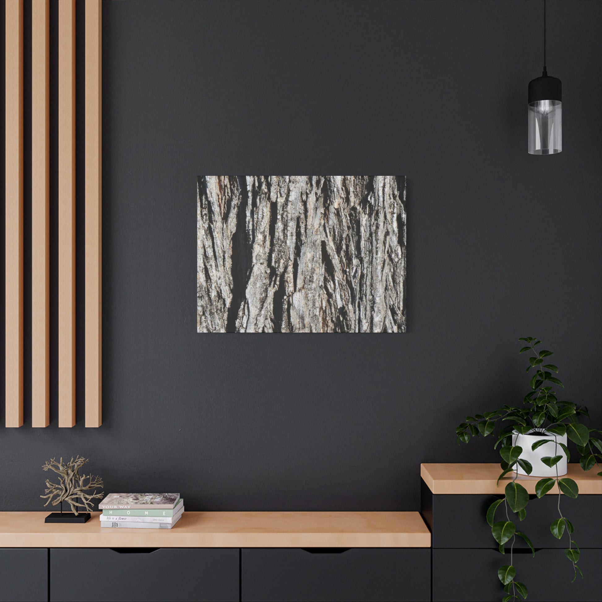 Bark Layers in Monochrome - Unique Frameless Canvas Wall Art - Art By Earth