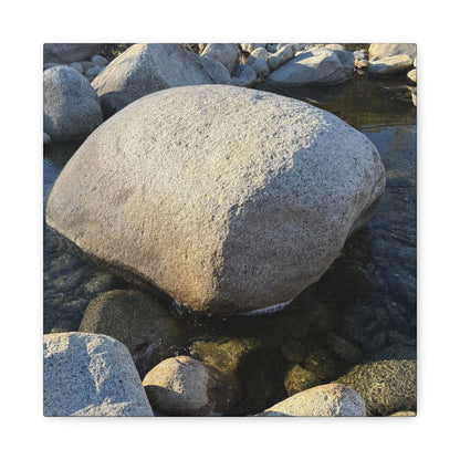Boulder in Stream - Unique Frameless Canvas Wall Art - Art By Earth