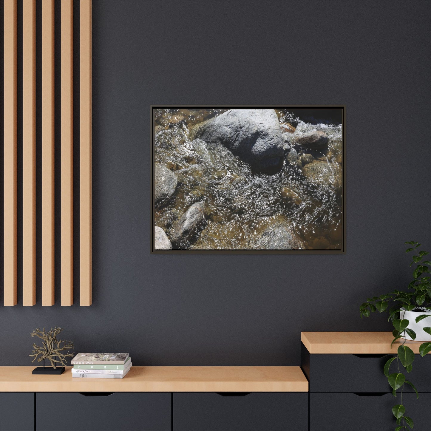 Water's Dance Over Stone - Unique Stretched Canvas Wall Art - Art By Earth