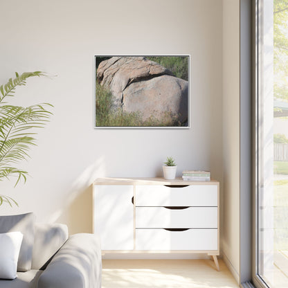 Stone Head Emerging from Earth - Unique Stretched Canvas Wall Art - Art By Earth