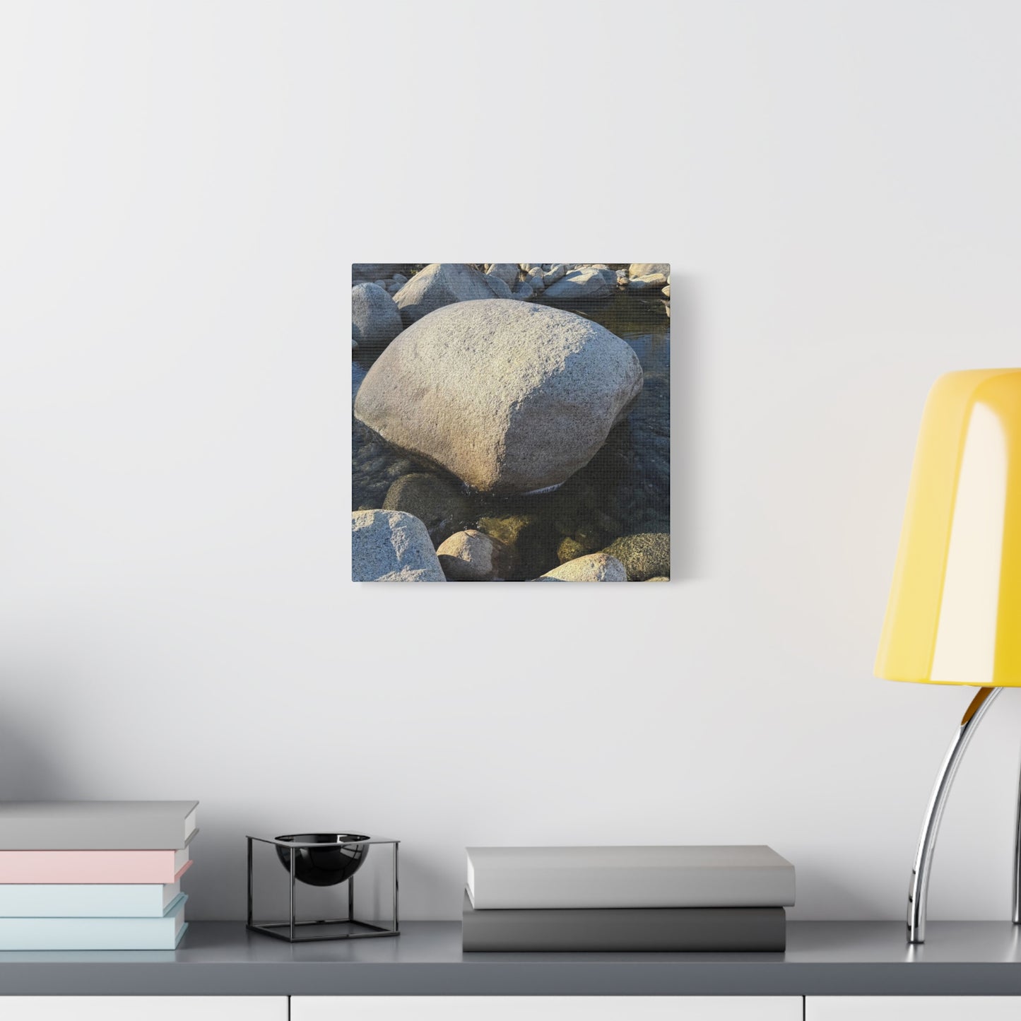 Boulder in Stream - Unique Frameless Canvas Wall Art - Art By Earth