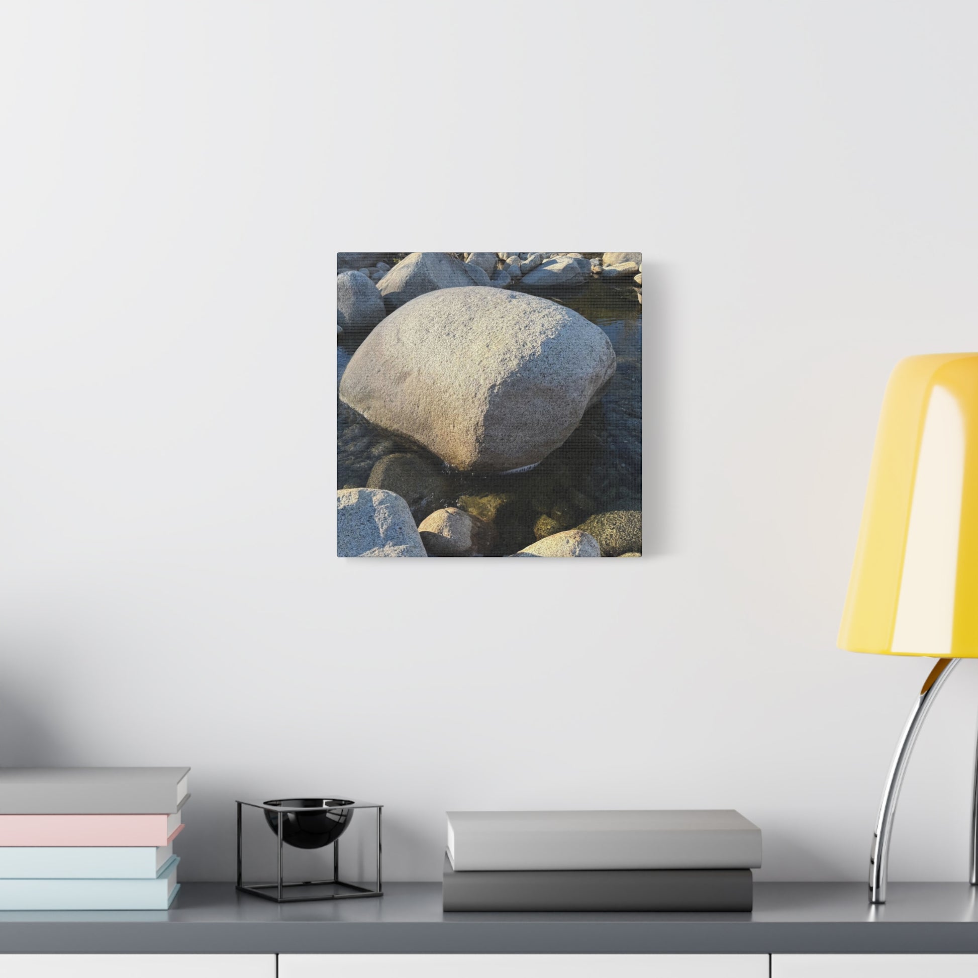 Boulder in Stream - Unique Frameless Canvas Wall Art - Art By Earth