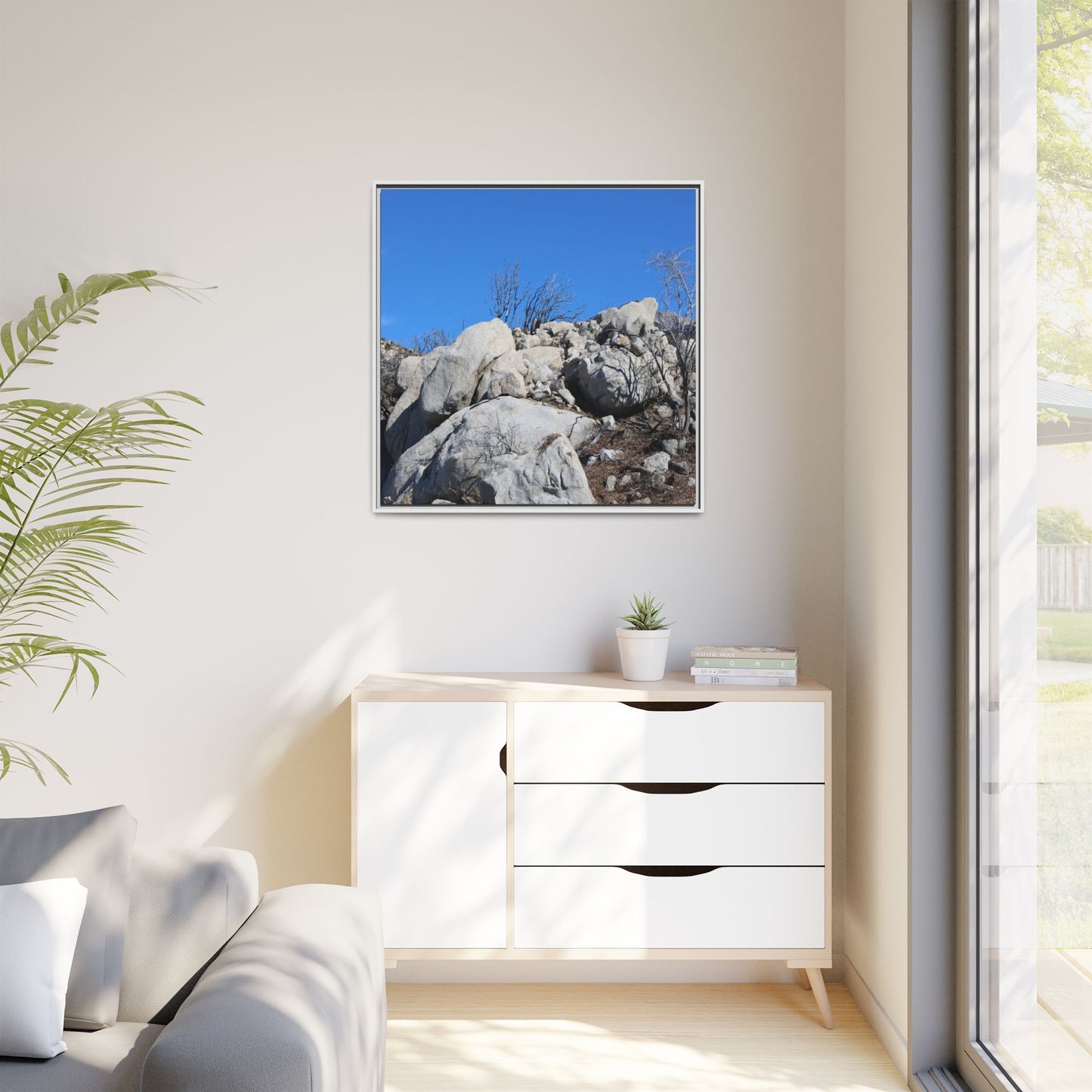 Barren Landscape with Boulder Formations - Unique Stretched Canvas Wall Art - Art By Earth