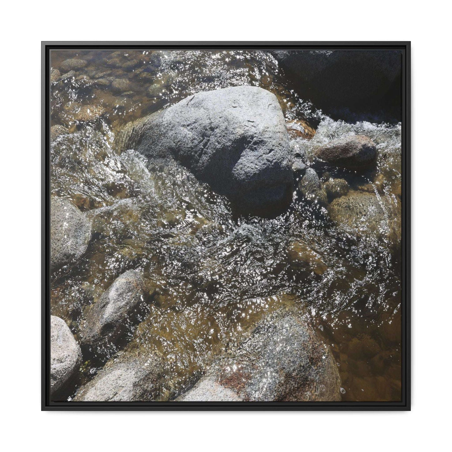 Water's Dance Over Stone - Unique Stretched Canvas Wall Art - Art By Earth
