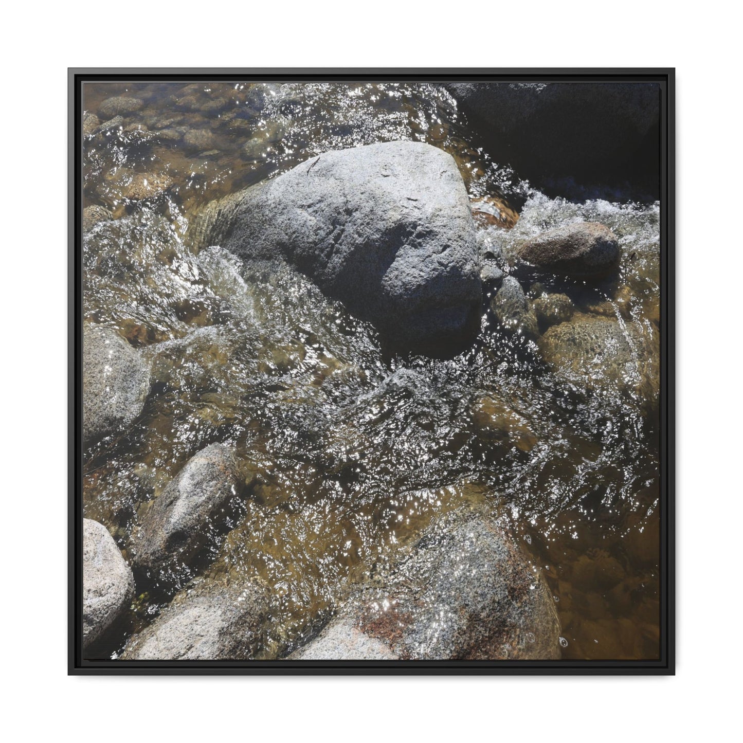 Water's Dance Over Stone - Unique Stretched Canvas Wall Art - Art By Earth