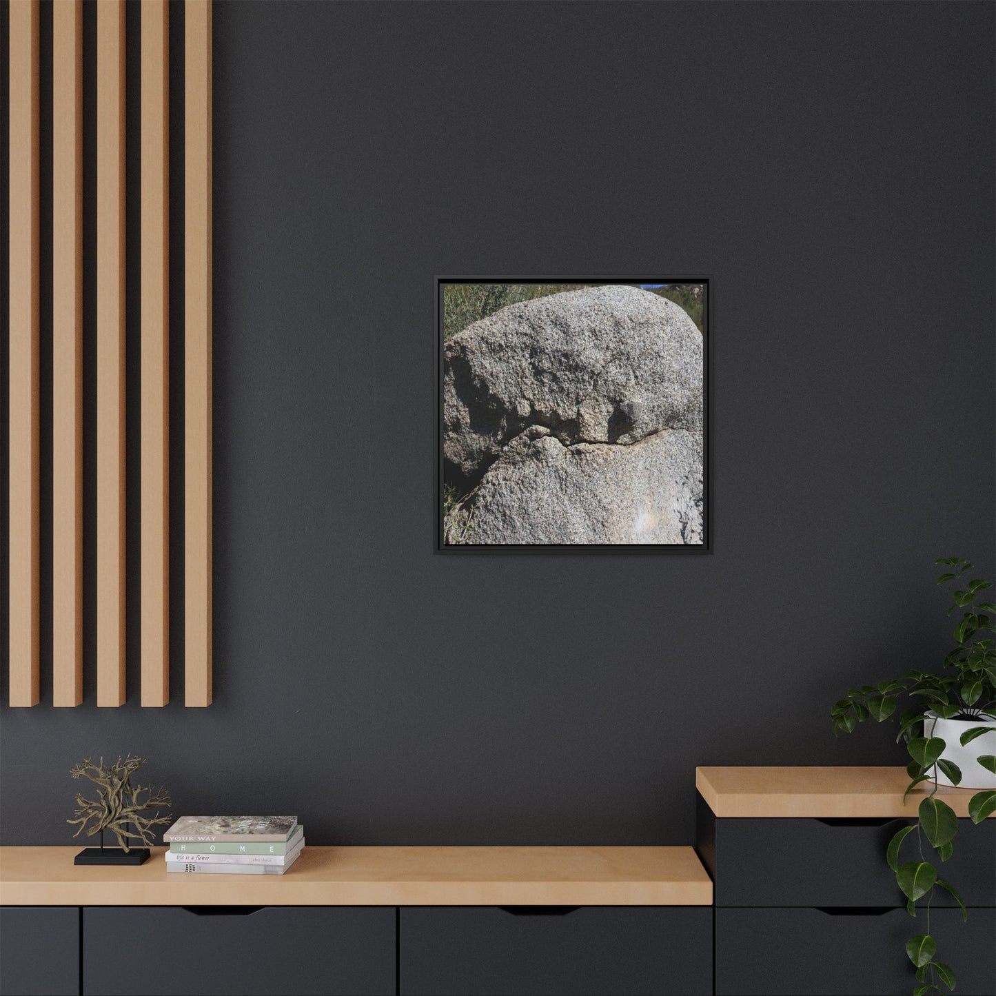 Stone Skull in Desert - Unique Stretched Canvas Wall Art