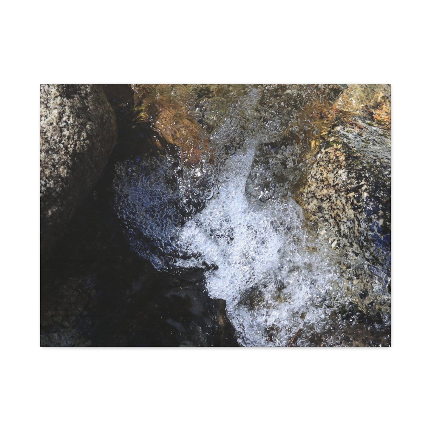 Water's Whisper Between Stone - Unique Frameless Canvas Wall Art - Art By Earth