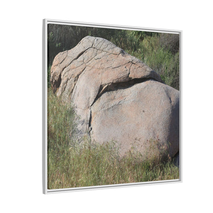 Stone Head Emerging from Earth - Unique Stretched Canvas Wall Art - Art By Earth