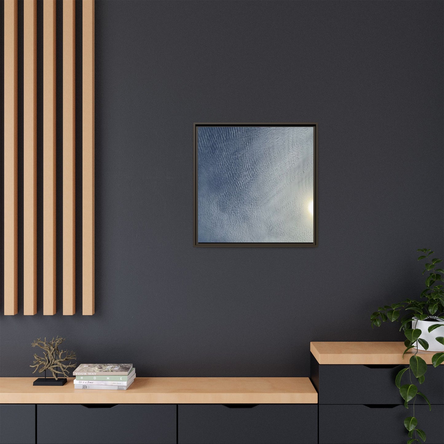 Undulating Whispers of Cerulean Stillness - Unique Stretched Canvas Wall Art - Art By Earth