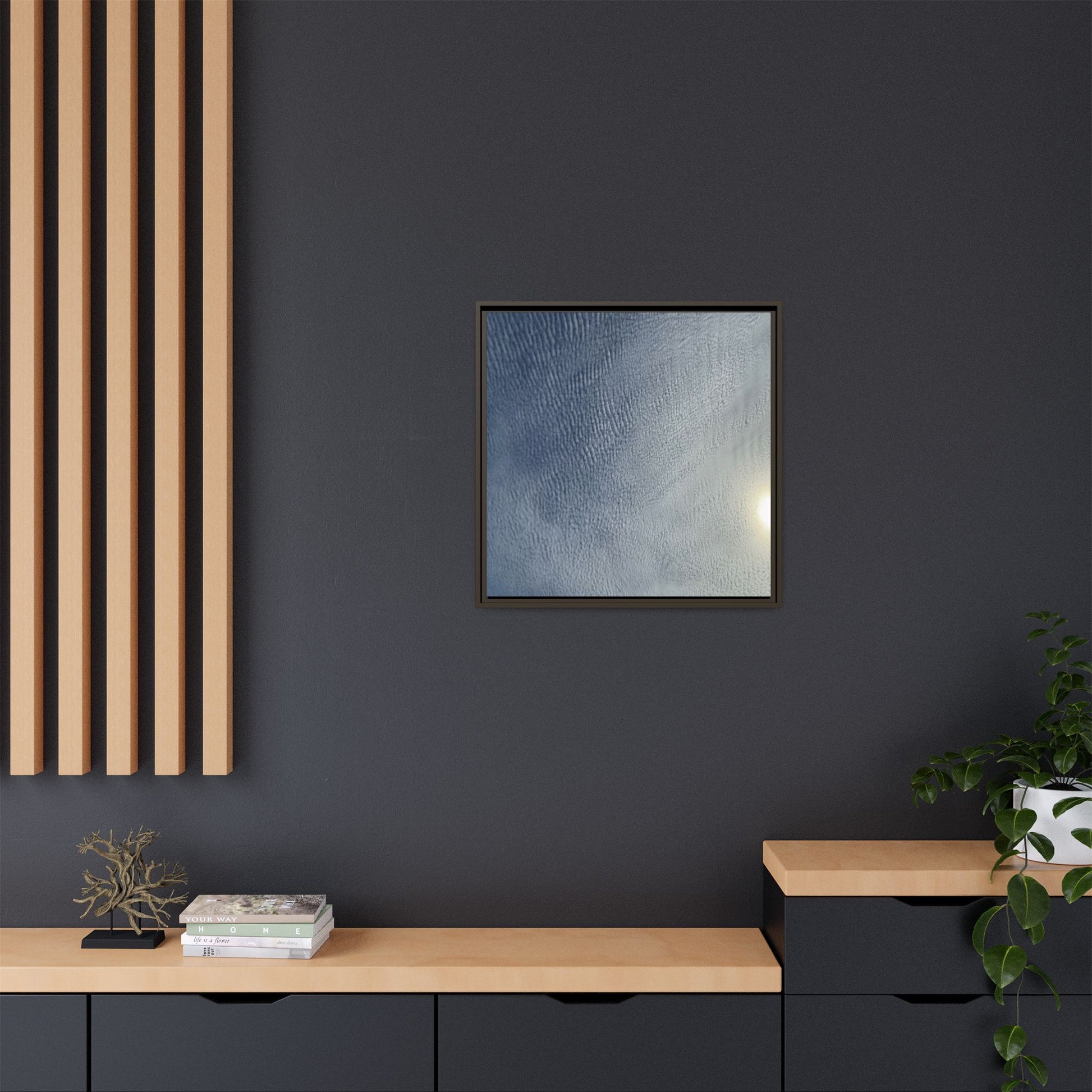 Undulating Whispers of Cerulean Stillness - Unique Stretched Canvas Wall Art - Art By Earth