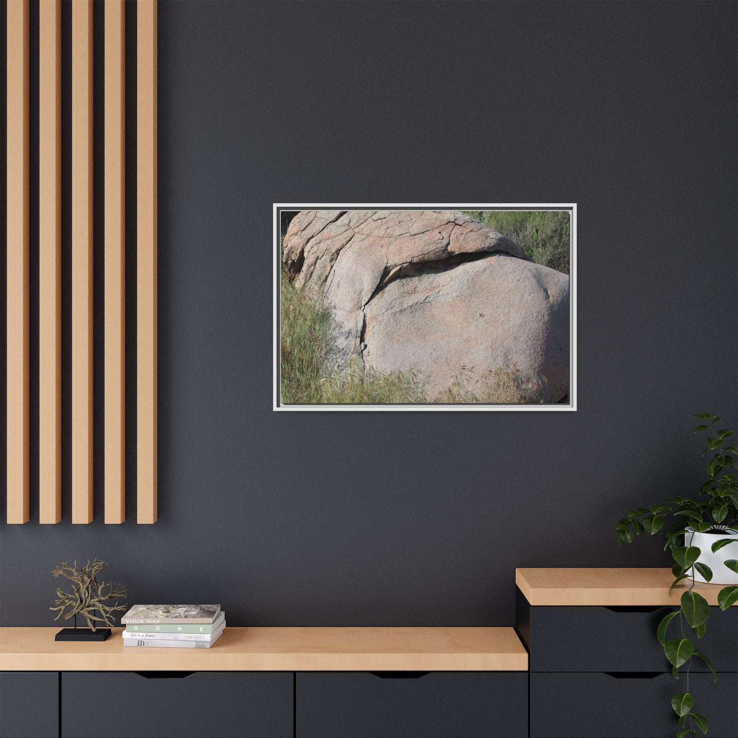 Stone Head Emerging from Earth - Unique Stretched Canvas Wall Art - Art By Earth