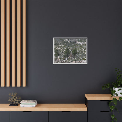 Rocky Hillside with Pine Trees - Unique Stretched Canvas Wall Art - Art By Earth